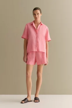 Co-ord Sets|Shorts>Trenery Linen Pull On Short PinkGrenadine