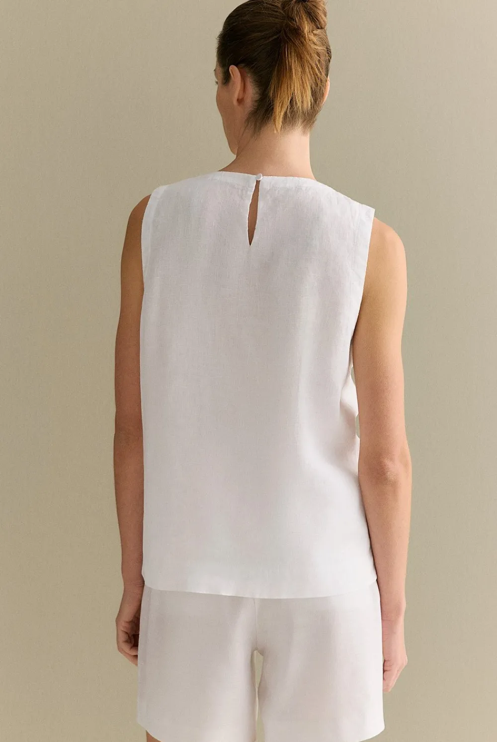 Shirts|T-shirts & Tops>Trenery Linen Shell Tank White