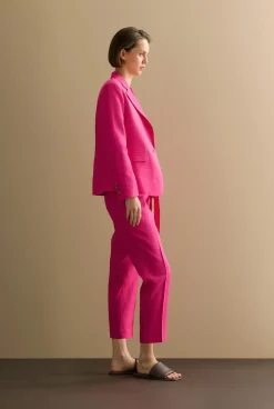 Outerwear>Trenery Linen Single Breasted Blazer Fuchsia
