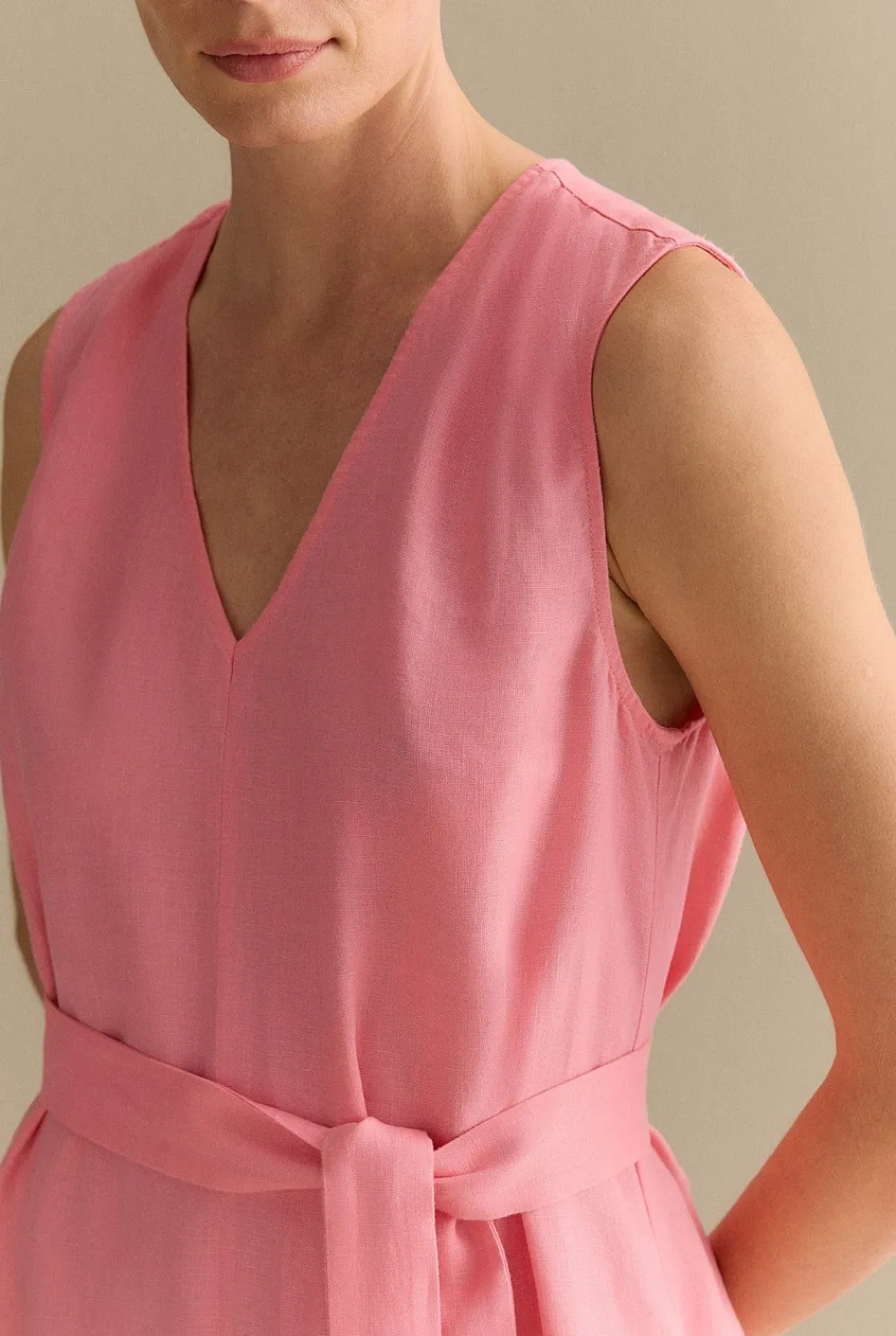 Dresses|Occasion Dresses & Outfits>Trenery Linen Split Front Sleeveless Dress PinkGrenadine