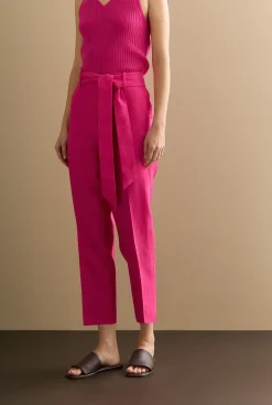 Pants>Trenery Linen Straight Leg Belted Pant Fuchsia