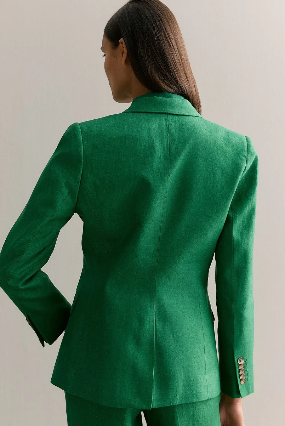 Outerwear>Trenery Linen Twill Single Breasted Blazer Evergreen