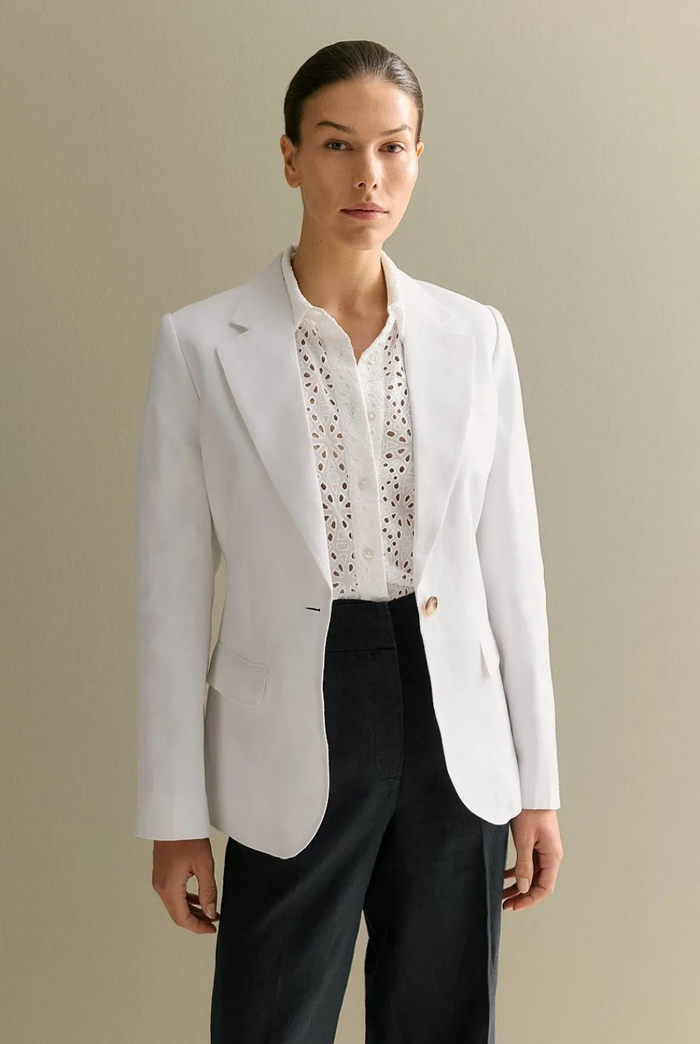 Outerwear|Occasion Dresses & Outfits>Trenery Linen Twill Single Breasted Blazer White