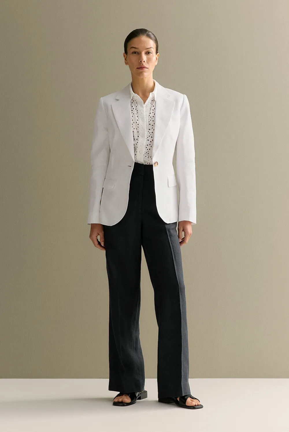 Outerwear|Occasion Dresses & Outfits>Trenery Linen Twill Single Breasted Blazer White