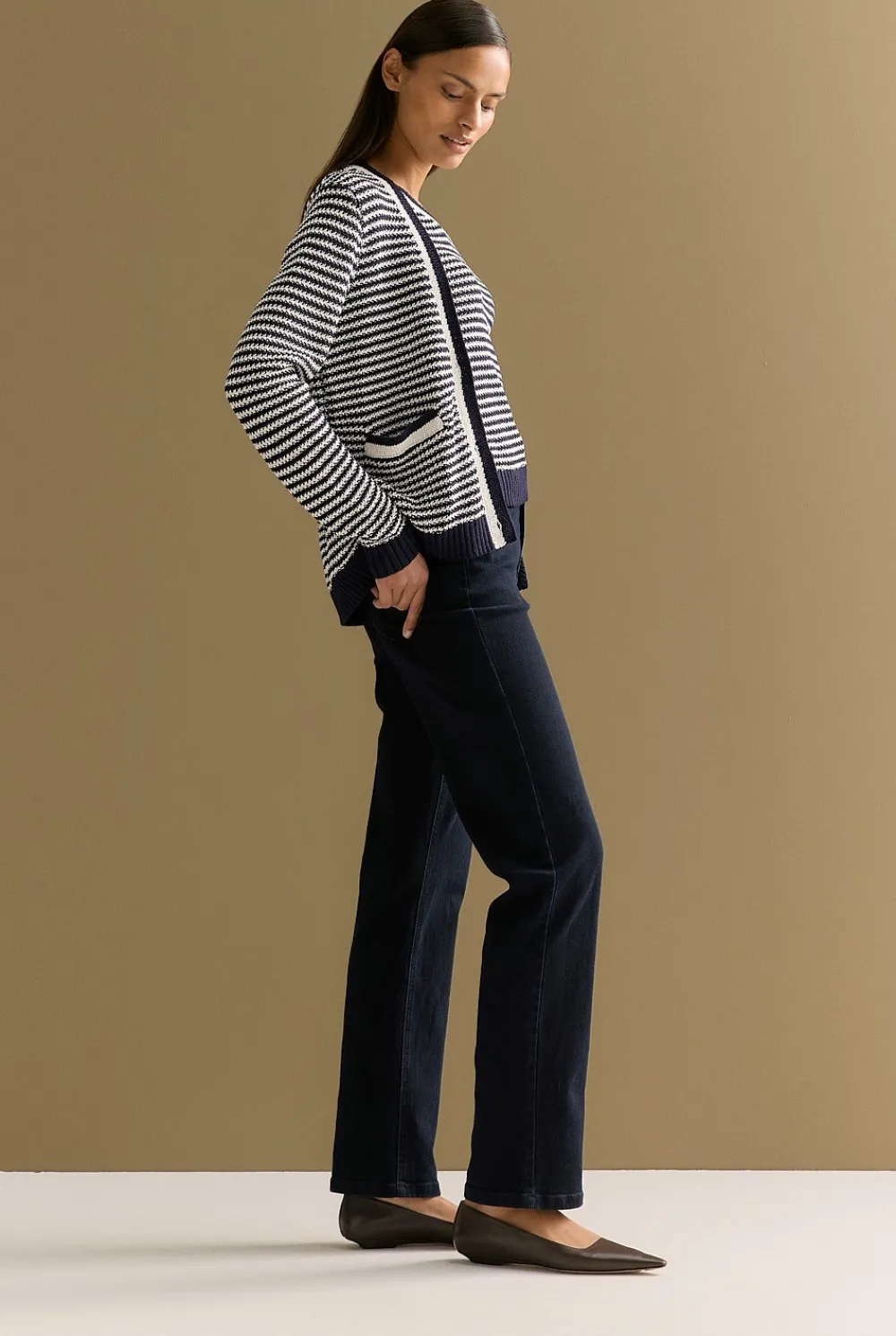 Cardigans>Trenery Mercerised Cotton Knit Stitch Detail Cardigan NightSky