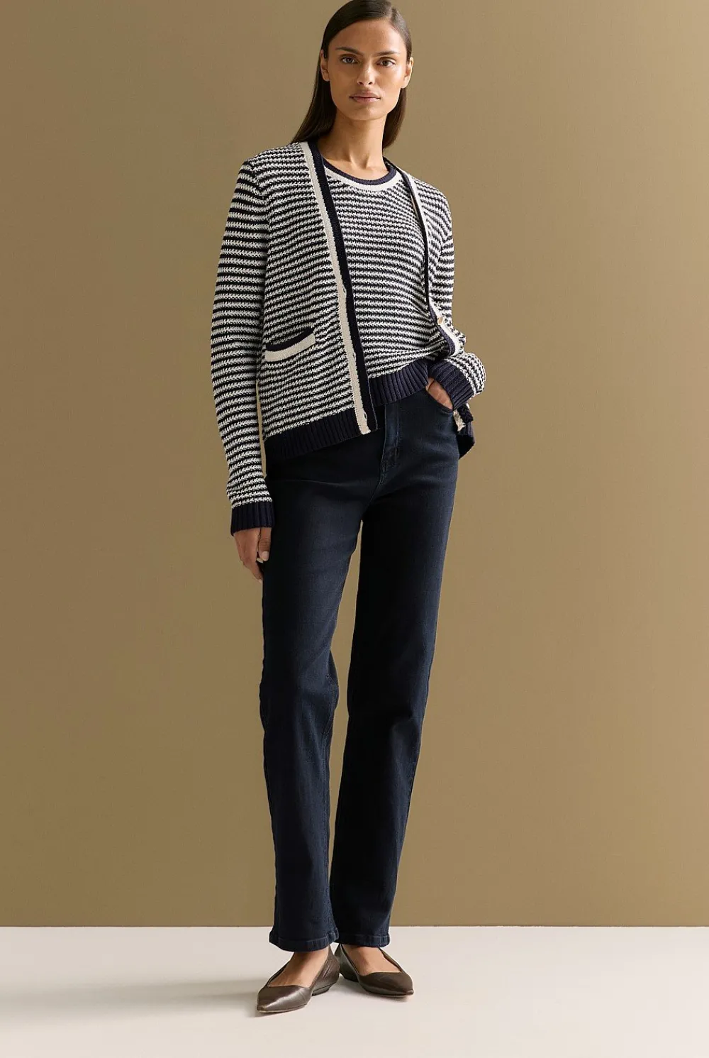 Cardigans>Trenery Mercerised Cotton Knit Stitch Detail Cardigan NightSky