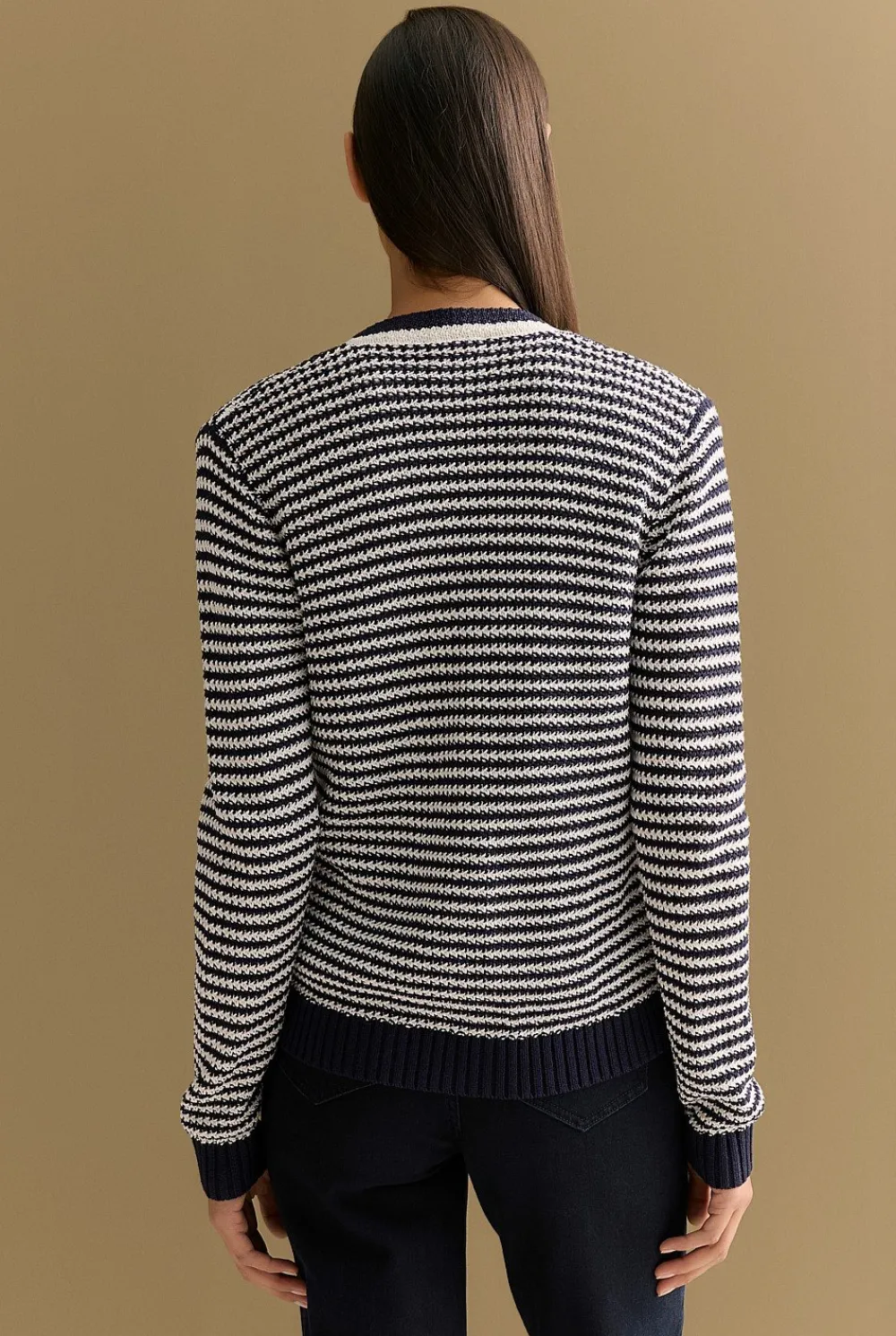 Cardigans>Trenery Mercerised Cotton Knit Stitch Detail Cardigan NightSky