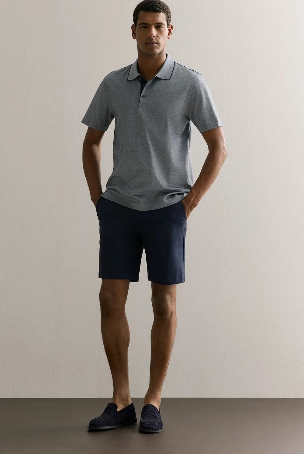 Polo Shirts>Trenery Mercerised Cotton Pique Tipped Polo Navy