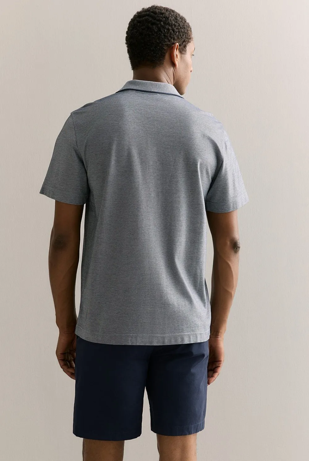 Polo Shirts>Trenery Mercerised Cotton Pique Tipped Polo Navy