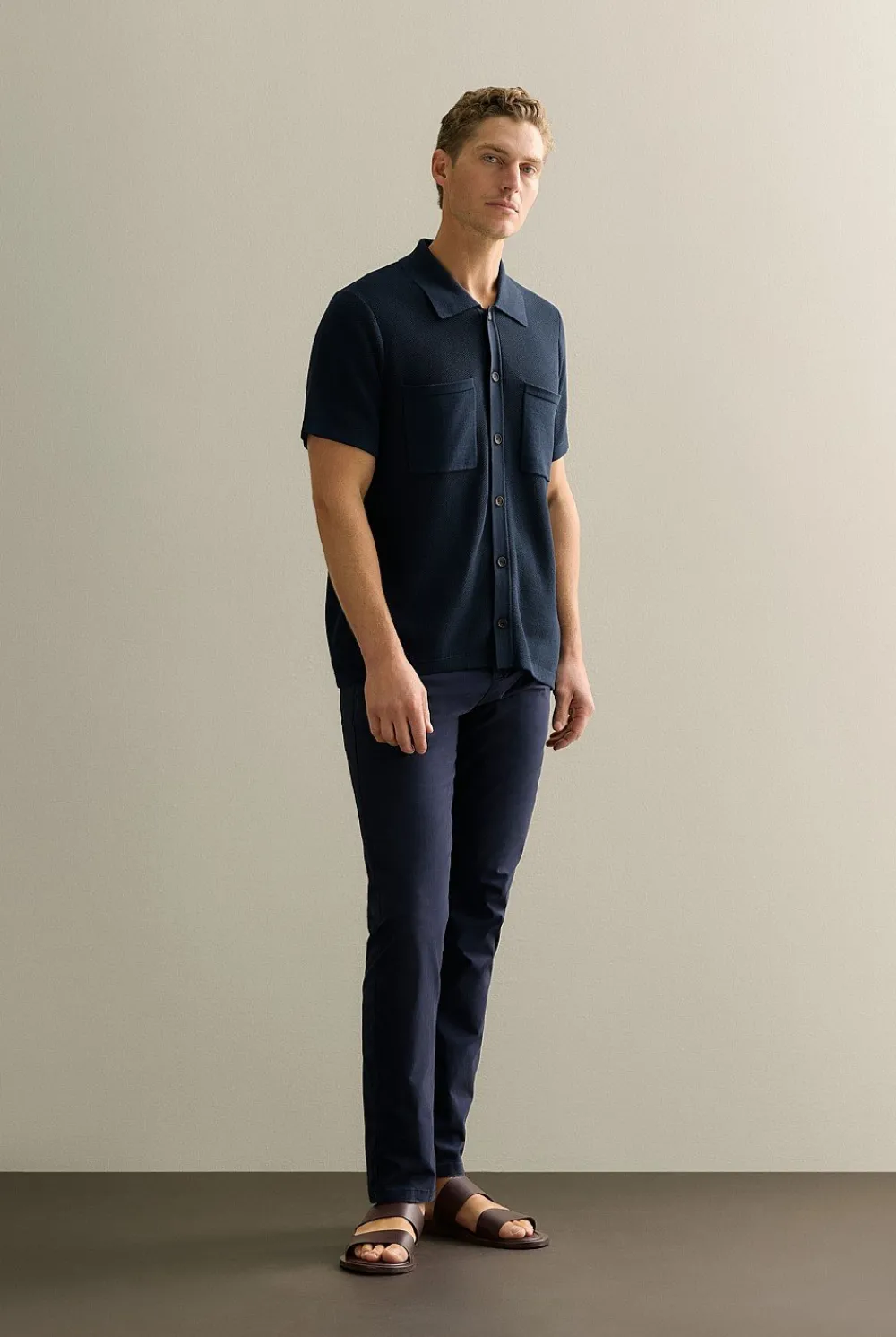 Knitwear>Trenery Mercerised Cotton Shirt Navy