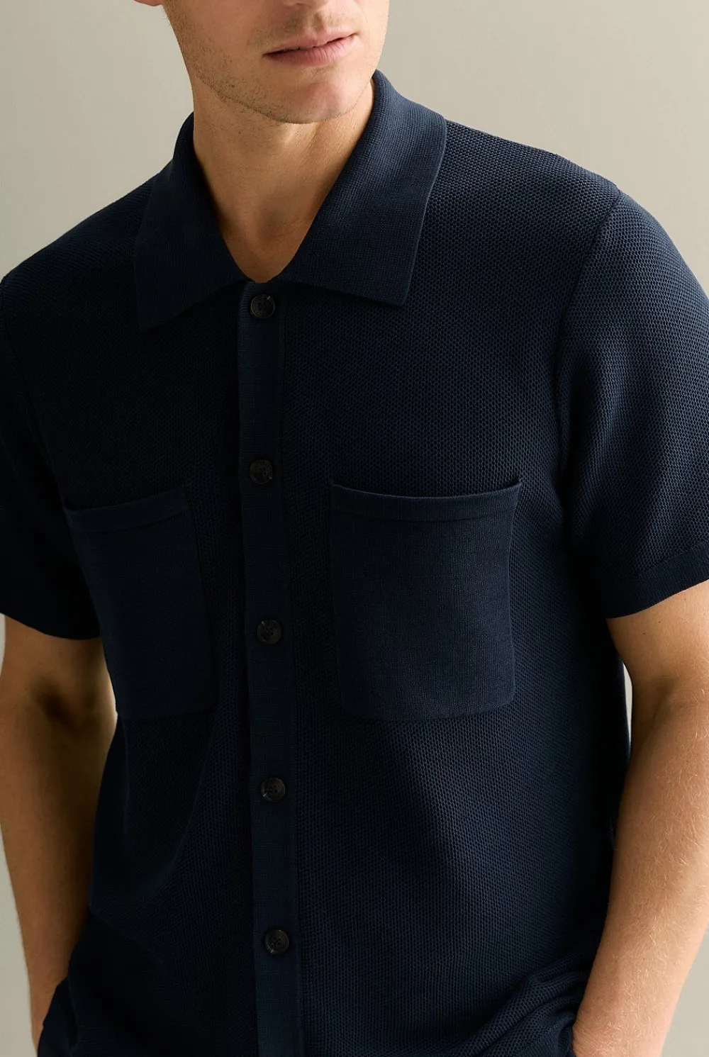 Knitwear>Trenery Mercerised Cotton Shirt Navy