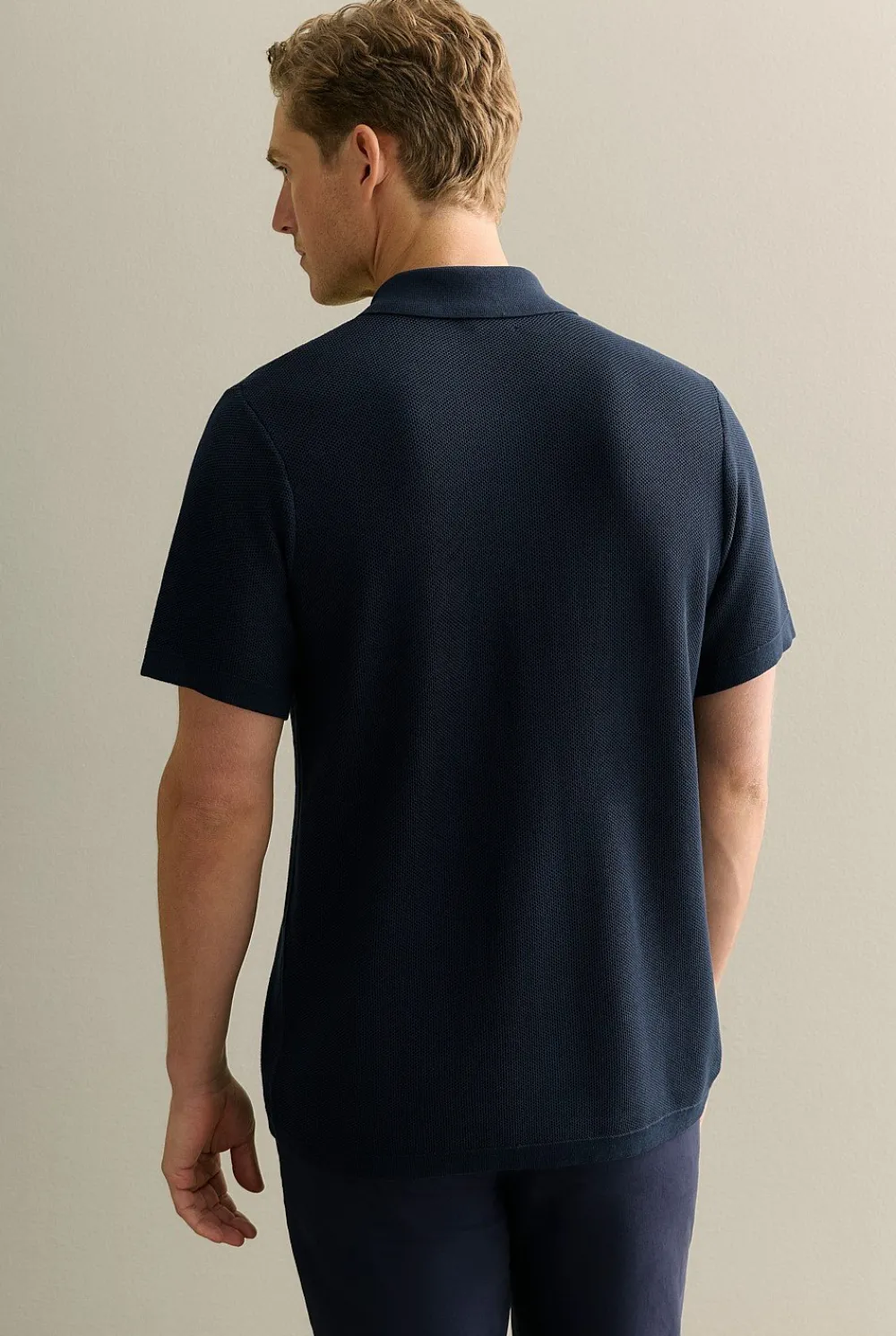 Knitwear>Trenery Mercerised Cotton Shirt Navy