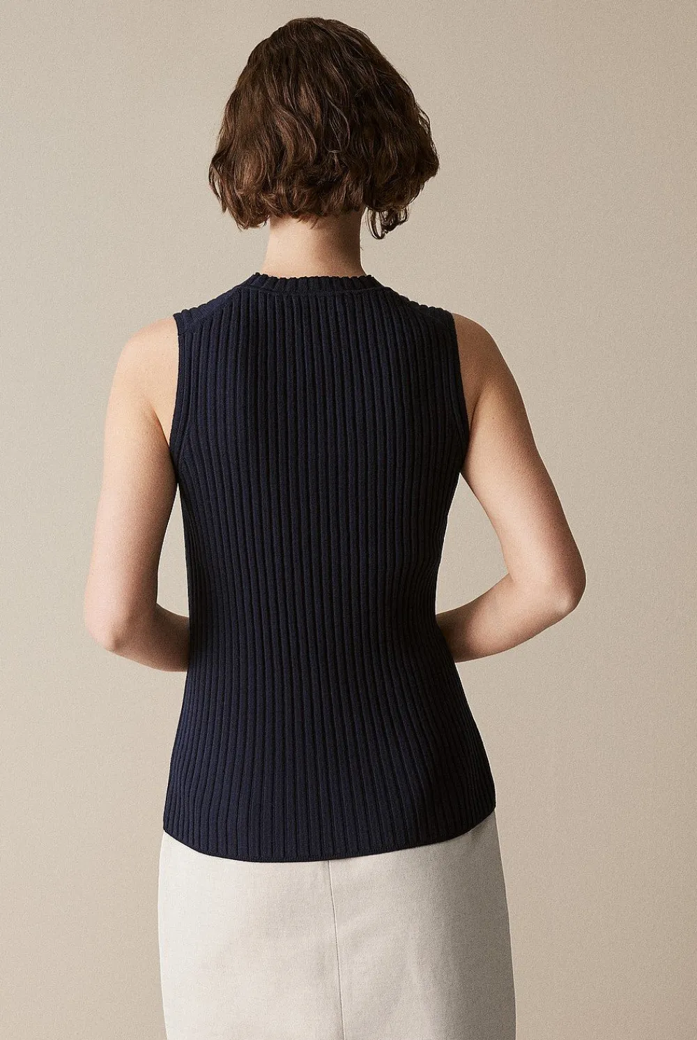 T-shirts & Tops>Trenery Merino Blend Knit Sleeveless Top NightSky