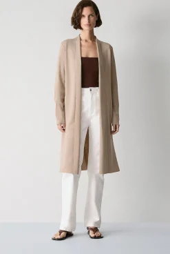 Cardigans>Trenery Merino Longline Cardigan Biscuit