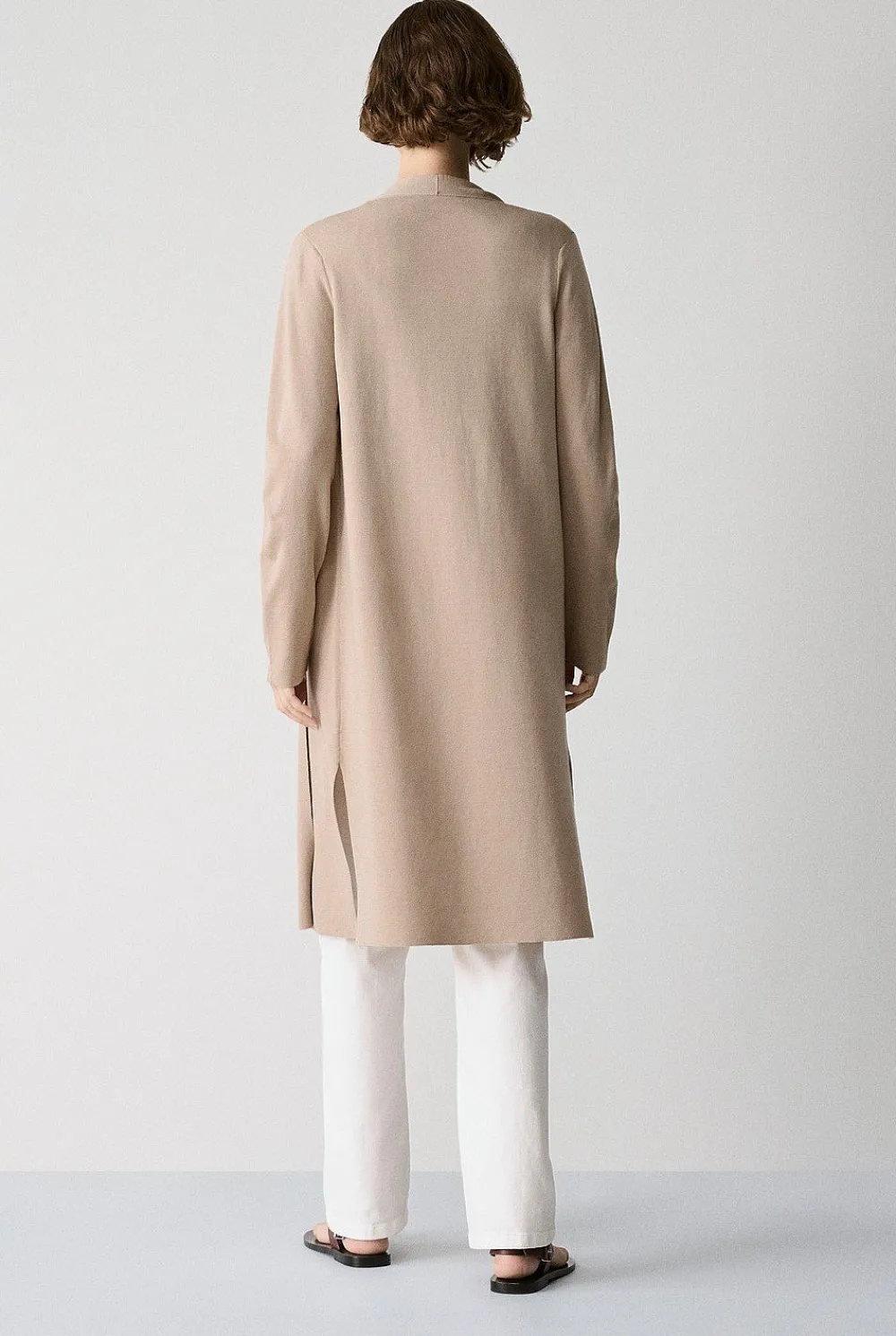 Cardigans>Trenery Merino Longline Cardigan Biscuit