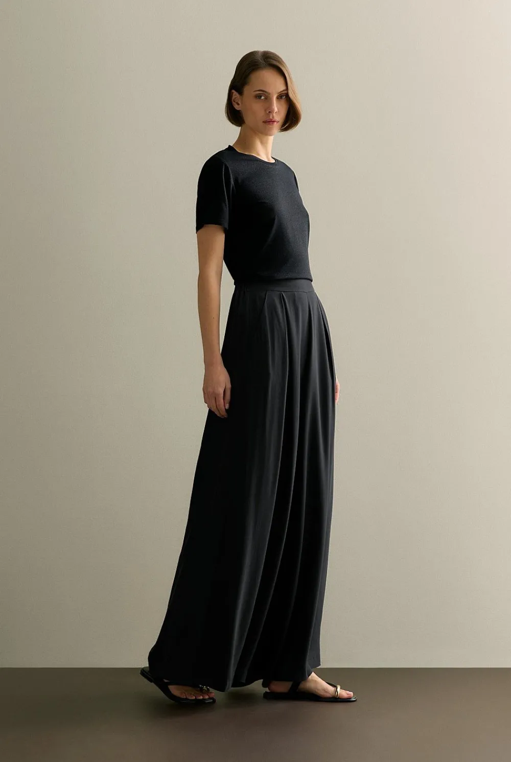 T-shirts & Tops>Trenery Metallic Shimmer T-shirt Black