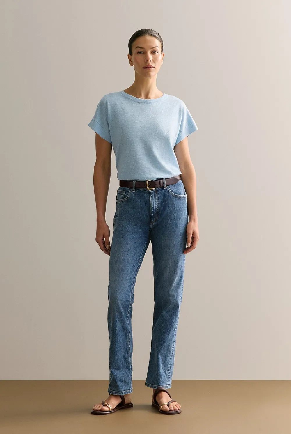 Denim & Jeans>Trenery Mid Rise Straight Leg Jean VintageWashDenim