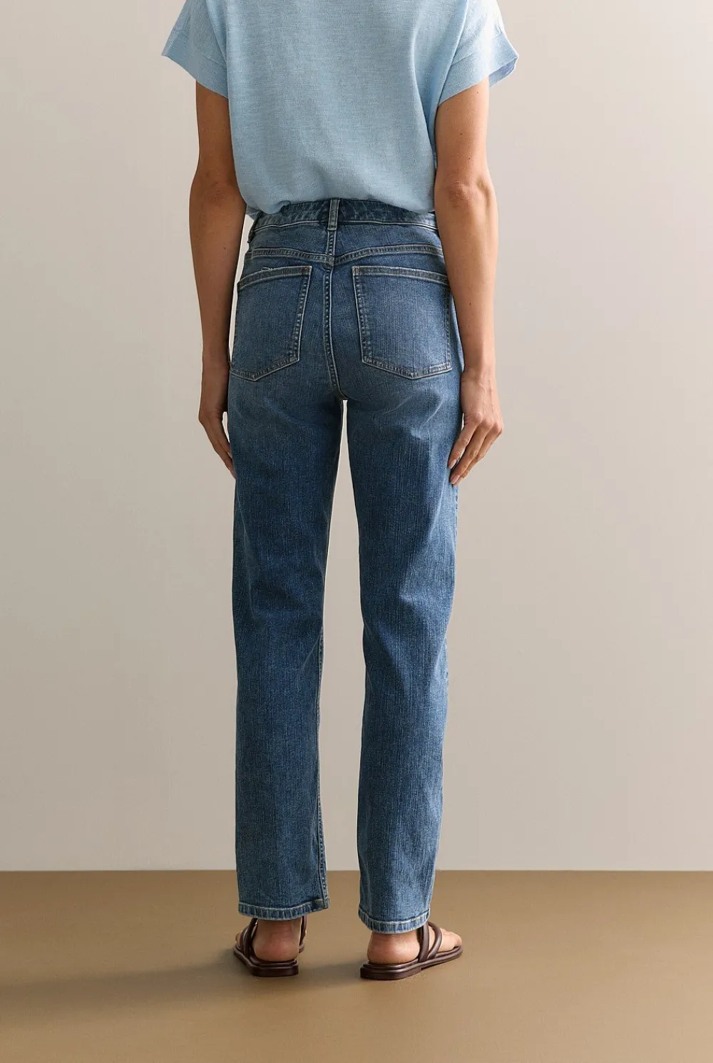 Denim & Jeans>Trenery Mid Rise Straight Leg Jean VintageWashDenim