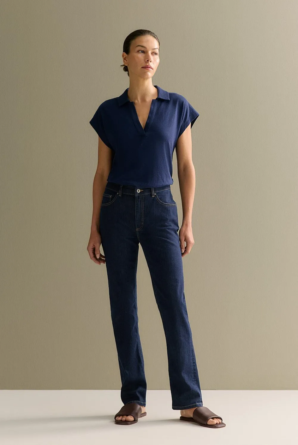 Denim & Jeans>Trenery Mid Rise Straight Leg Jean DarkIndigo