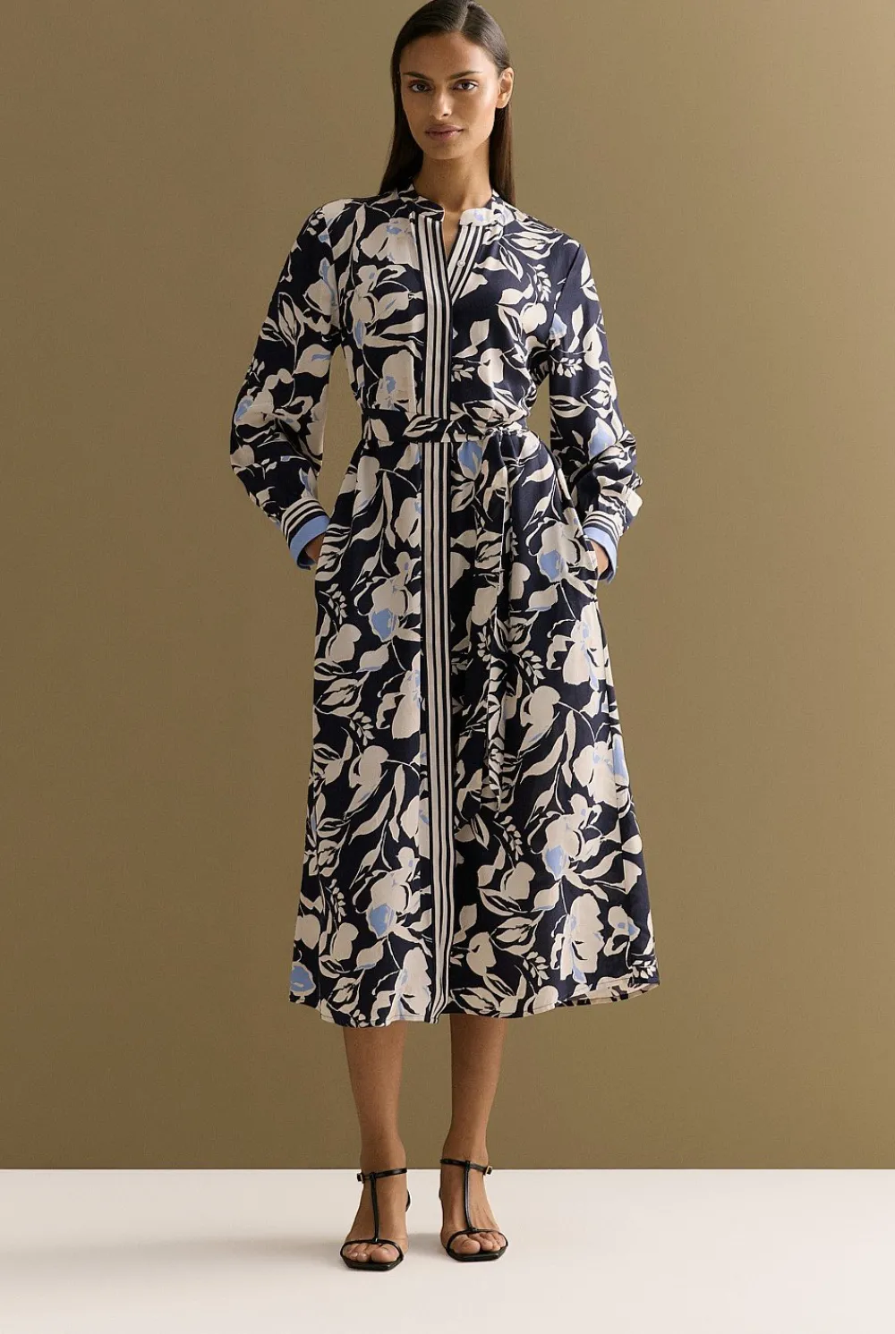 Dresses>Trenery Mini Twill Floral Border Shirt Dress NightSky