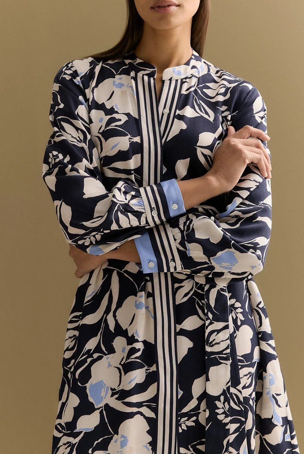 Dresses>Trenery Mini Twill Floral Border Shirt Dress NightSky