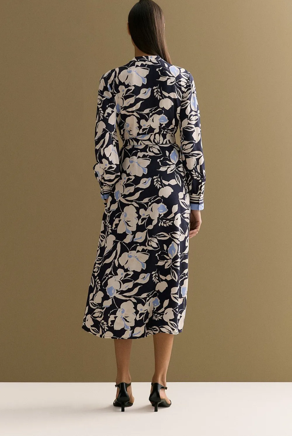 Dresses>Trenery Mini Twill Floral Border Shirt Dress NightSky