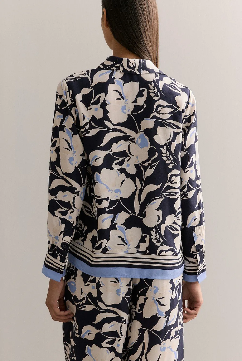 Shirts>Trenery Mini Twill Floral Border Shirt NightSky