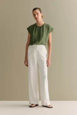Shirts>Trenery Modal Gather Detail Cap Sleeve Blouse Ivy