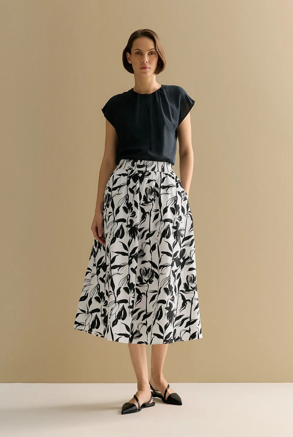 Shirts|T-shirts & Tops>Trenery Modal Gather Detail Cap Sleeve Blouse Black