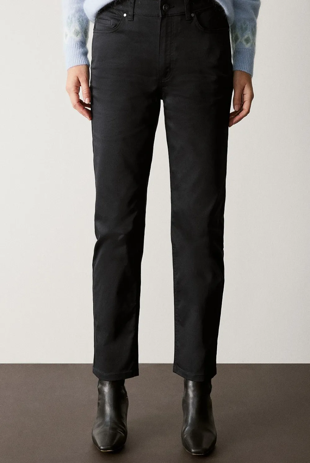 Denim & Jeans>Trenery Modern Sateen Straight Leg Jean Black