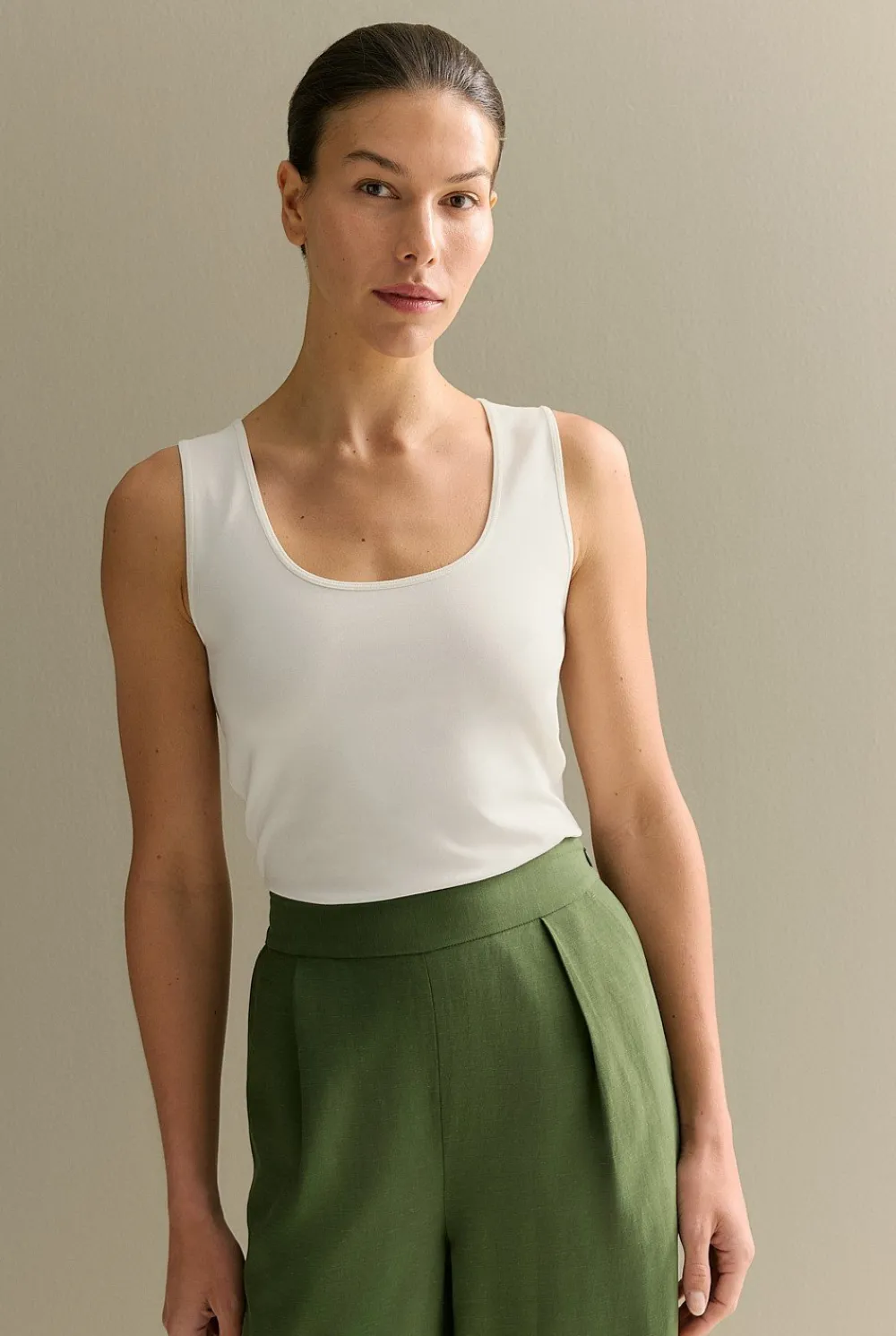 T-shirts & Tops>Trenery Organically Grown Cotton Tank Marshmallow