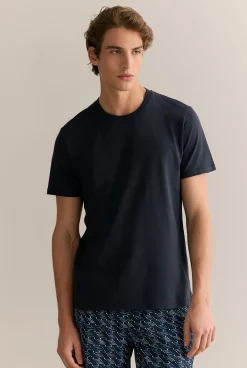 T-shirts|Organic Cotton T-shirts>Trenery Organically Grown Cotton Crew T-shirt Navy