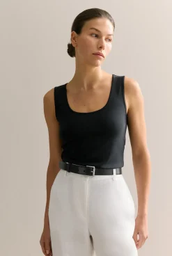 T-shirts & Tops>Trenery Organically Grown Cotton Tank Black