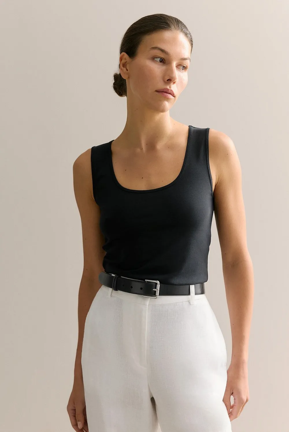 T-shirts & Tops>Trenery Organically Grown Cotton Tank Black