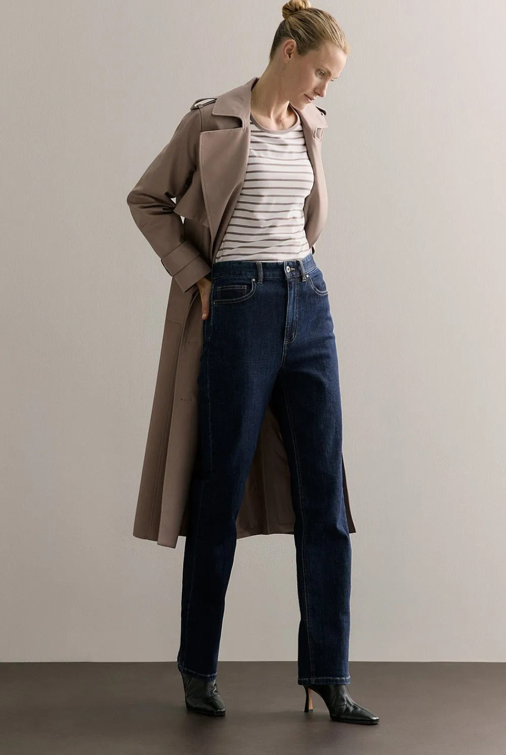T-shirts & Tops>Trenery Organically Grown Cotton Stripe 3/4 Sleeve T-shirt Cinder