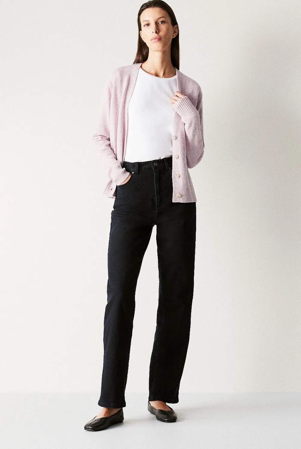 T-shirts & Tops>Trenery Organically Grown Cotton Long Sleeve Crew T-Shirt White