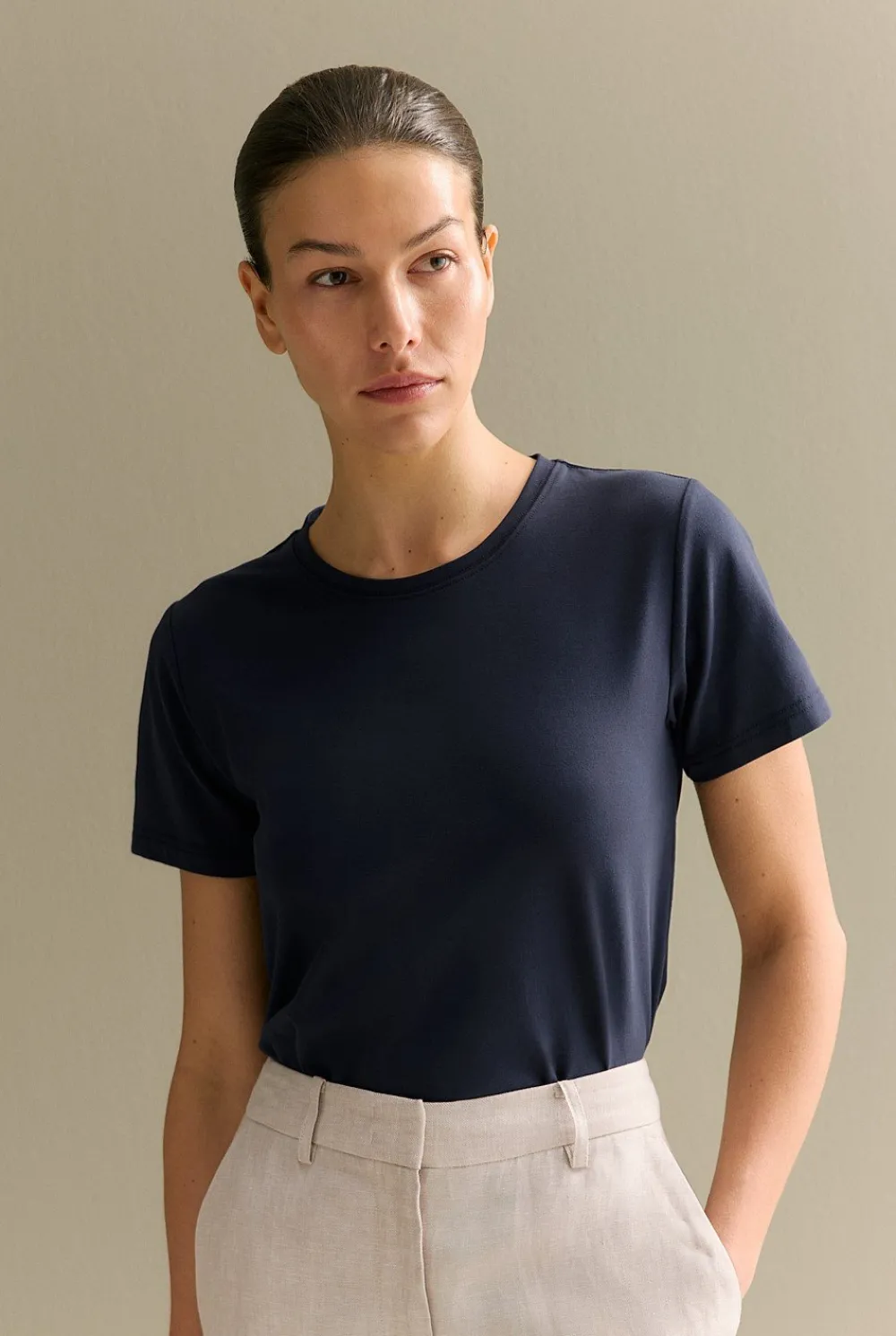 T-shirts & Tops>Trenery Organically Grown Cotton T-Shirt NightSky