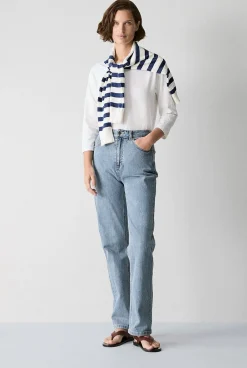 T-shirts & Tops>Trenery Organically Grown Cotton 3/4 Sleeve T-Shirt Marshmallow
