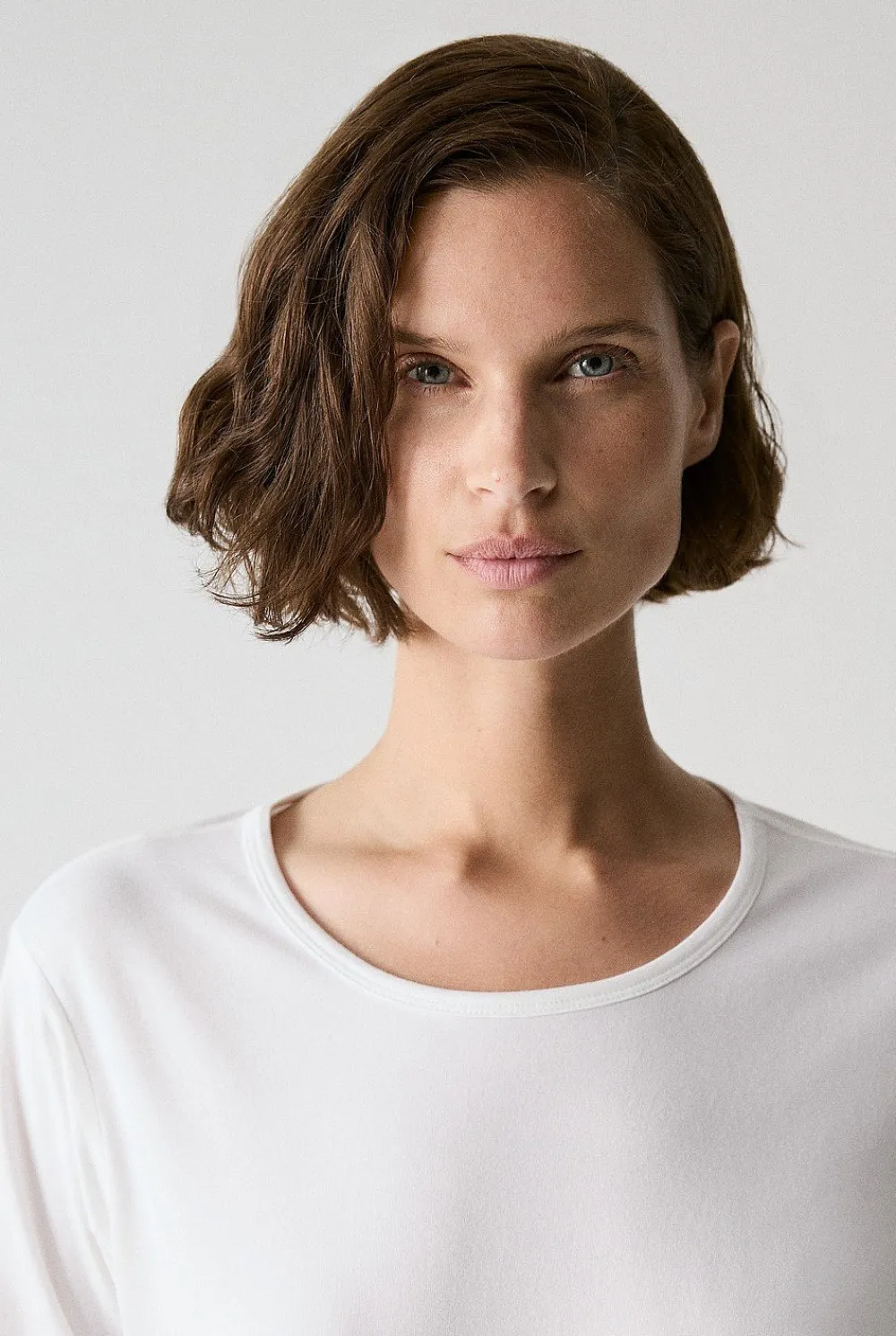T-shirts & Tops>Trenery Organically Grown Cotton 3/4 Sleeve T-Shirt Marshmallow