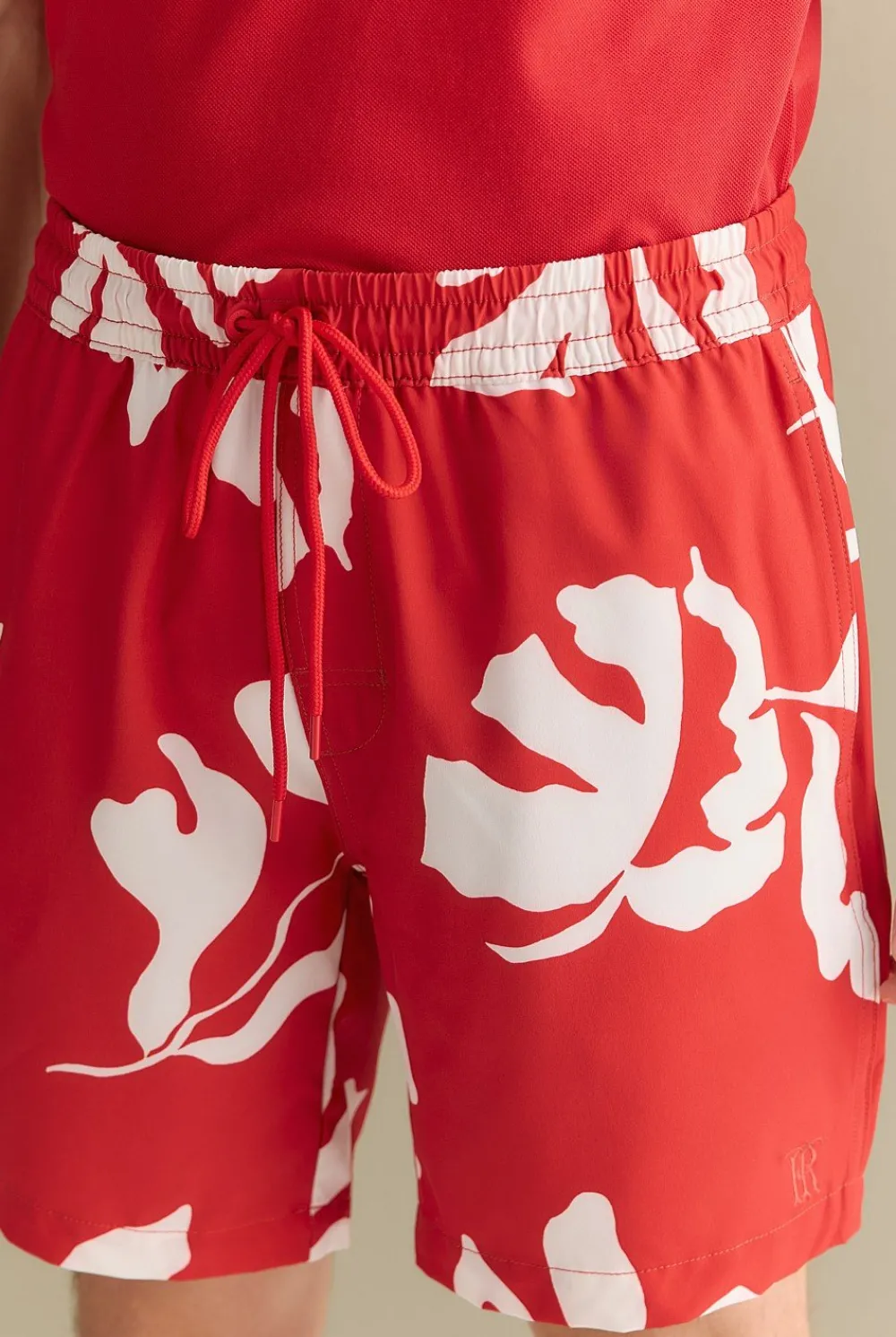 Shorts>Trenery Palm Leaf Swim Short DeepRed