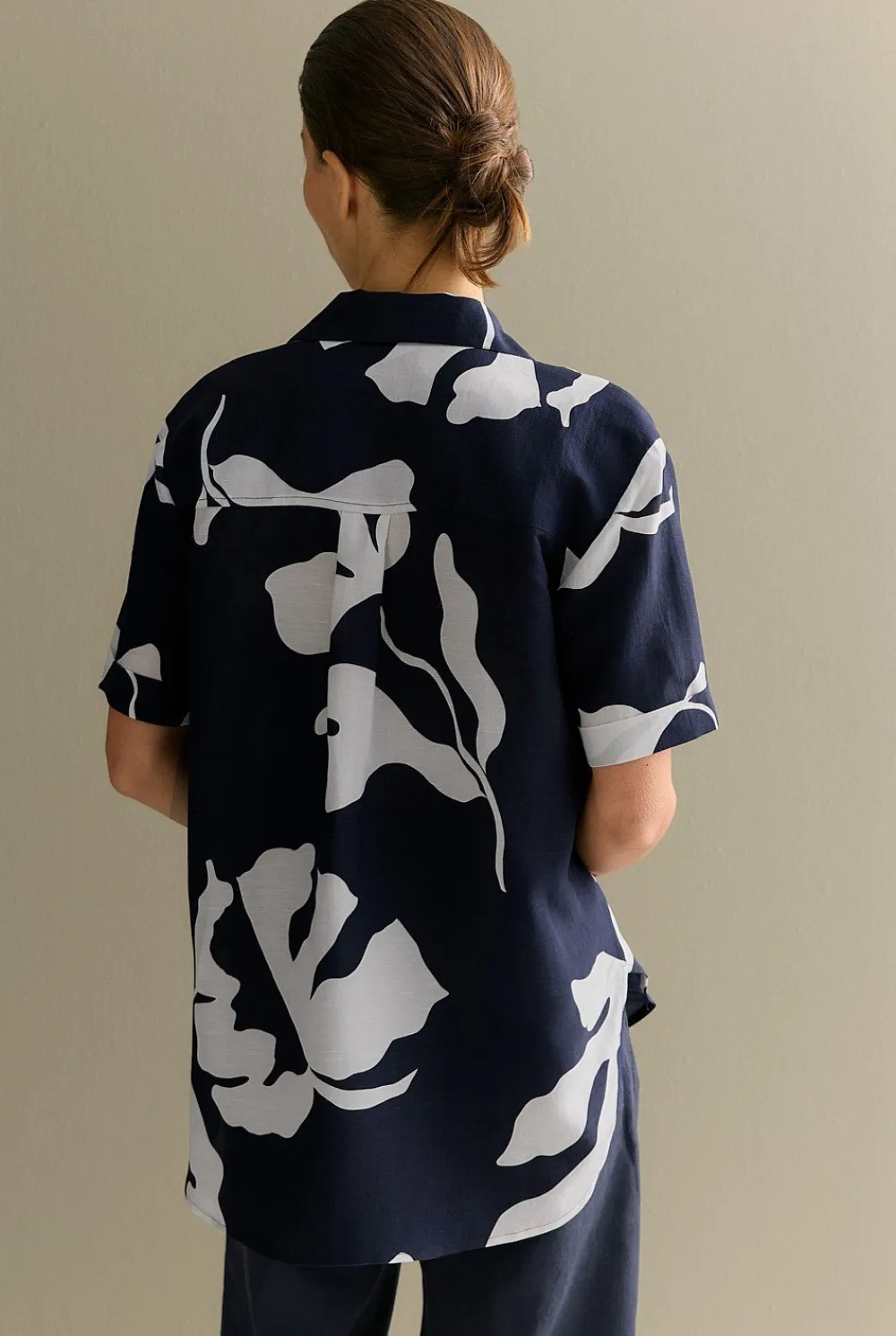 Shirts>Trenery Palm Resort Shirt Navy