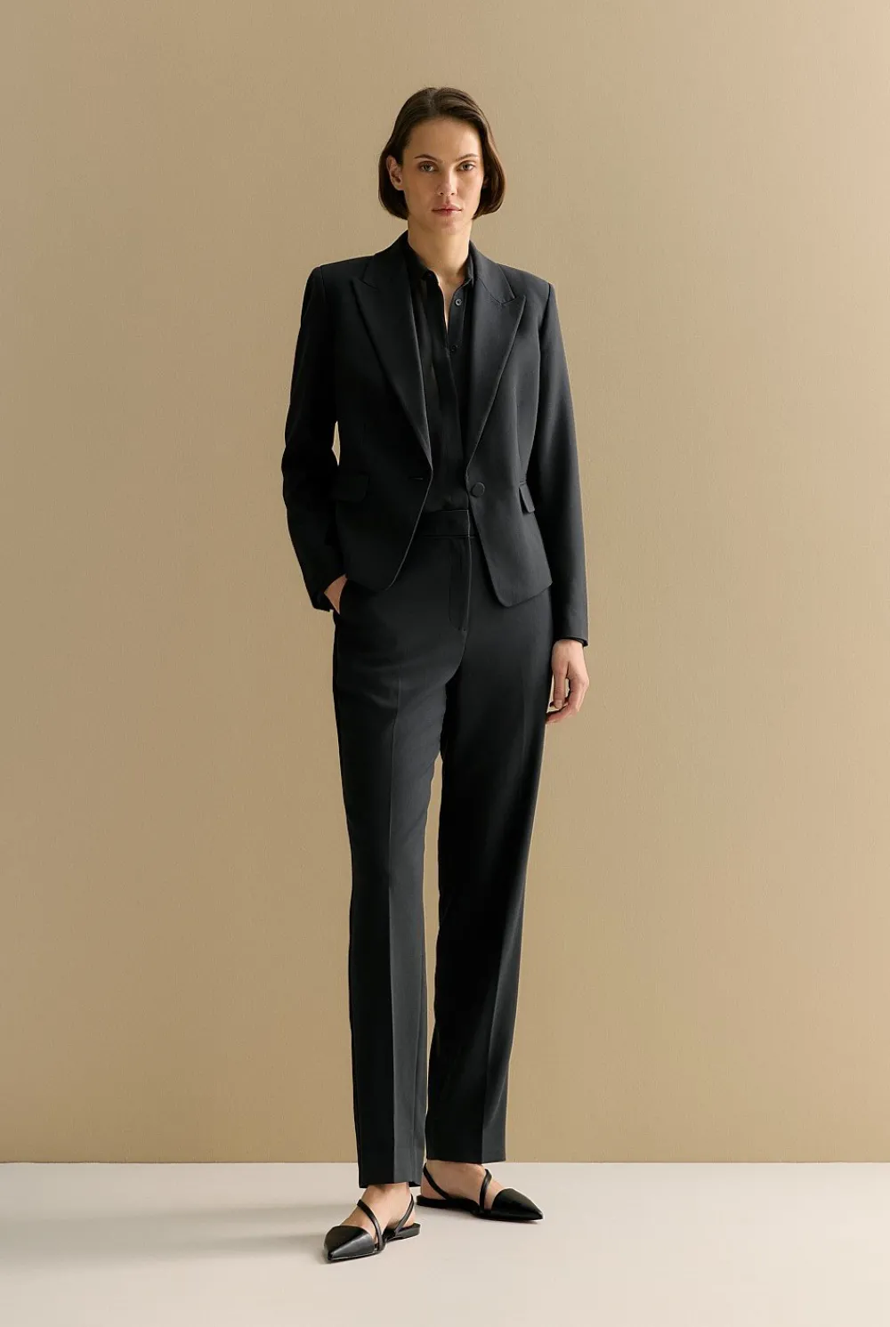 Pants>Trenery Piping Detail Straight Leg Pant Black