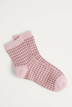 Socks & Tights>Trenery Puppytooth 3/4 Sock BlushPink
