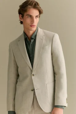 Outerwear|Suits & Tailoring>Trenery Regular Fit Belgian Linen Blazer Flax