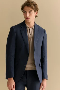 Outerwear|Suits & Tailoring>Trenery Regular Fit Belgian Linen Blazer Navy