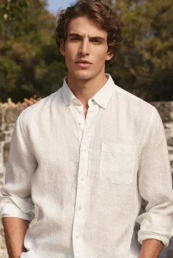 Shirts|Linen Shirts>Trenery Regular Fit Classic Linen Shirt White