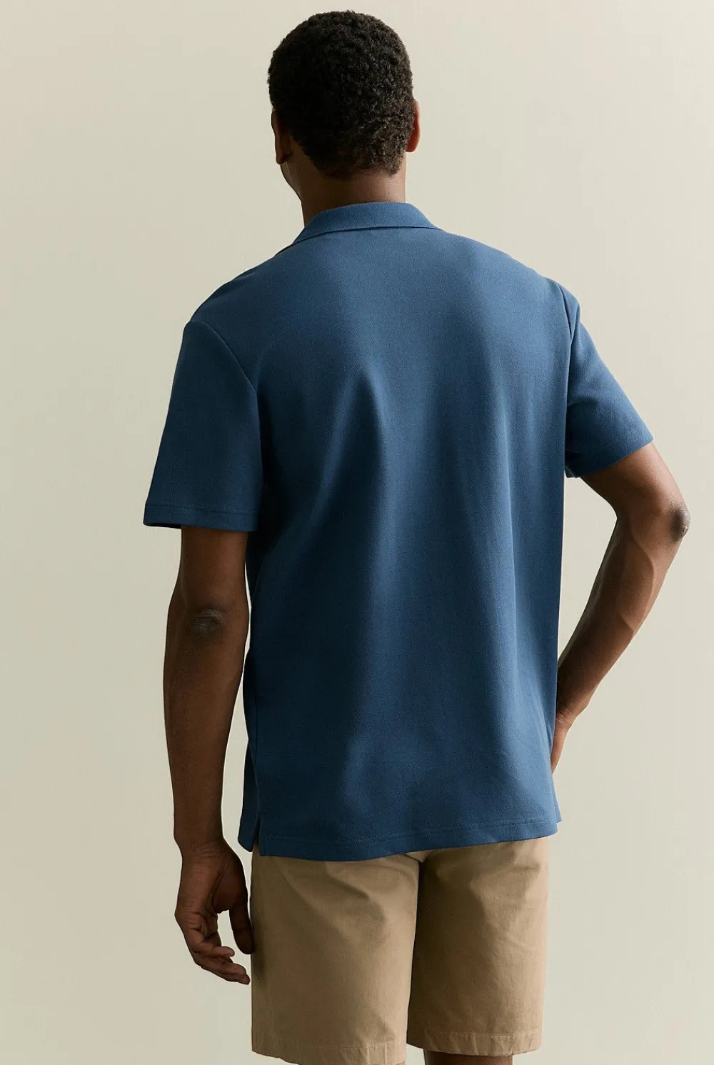 Shirts>Trenery Regular Fit Cotton Blend Pique Shirt WashedNavy