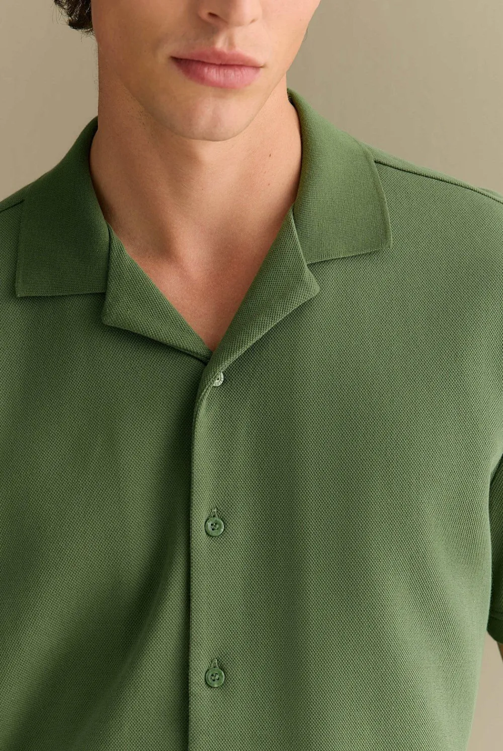 Polo Shirts>Trenery Regular Fit Cotton Blend Pique Shirt Ivy