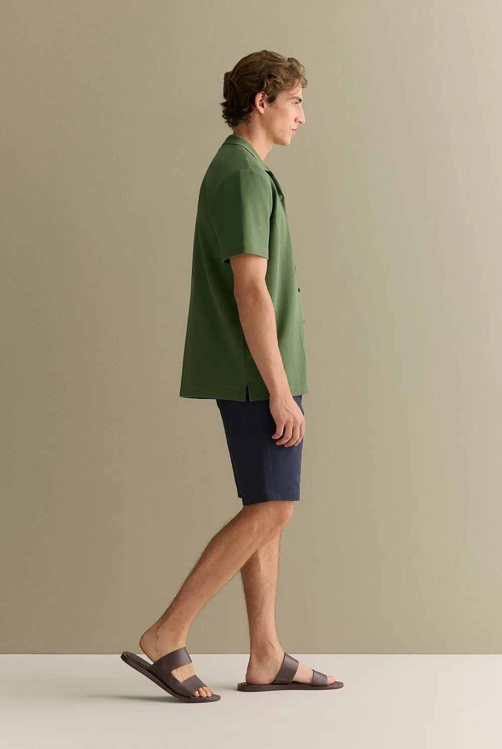 Polo Shirts>Trenery Regular Fit Cotton Blend Pique Shirt Ivy