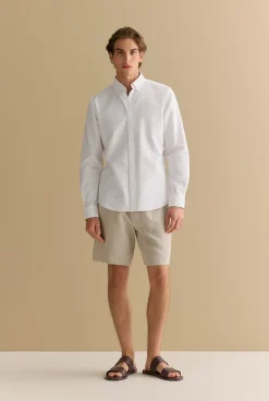 Shirts|Oxford Shirts>Trenery Regular Fit Cotton Monogram Oxford Shirt White